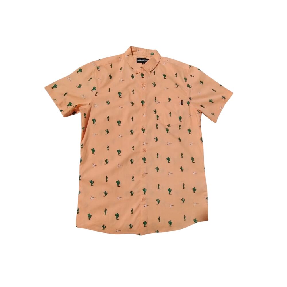 Molokai‎ Surf Co Mens Medium Cattle Skull Cactus Grungecore Button Down Shirt